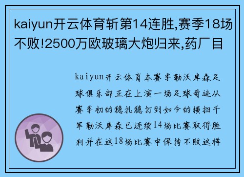 kaiyun开云体育斩第14连胜,赛季18场不败!2500万欧玻璃大炮归来,药厂目标更高 - 副本